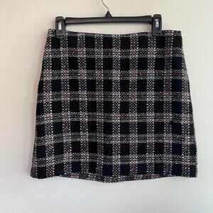 Vintage y2k black pink and white plaid mini skirt with back zipper